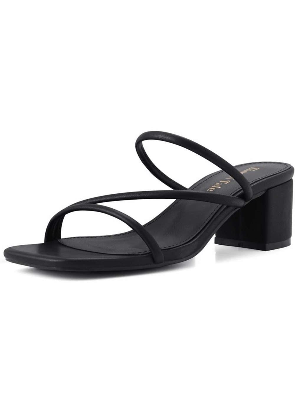 Shoe'N Tale Strappy Slip on Heels Square Open Toe Slides Mules